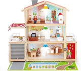 E3405 - Casa de Muñecas, Casa de Muñecas con Accesorios, de Madera y E3500 - Familia de Muñecas, Piel Clara