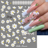 5D en relieve margaritas blancas pegatinas de uñas flores pegatinas de uñas flores pegatinas autoadhesivas pegatinas de arte de uñas margaritas accesorios de decoración de uñas pegatinas de diseño de flores arte de uñas