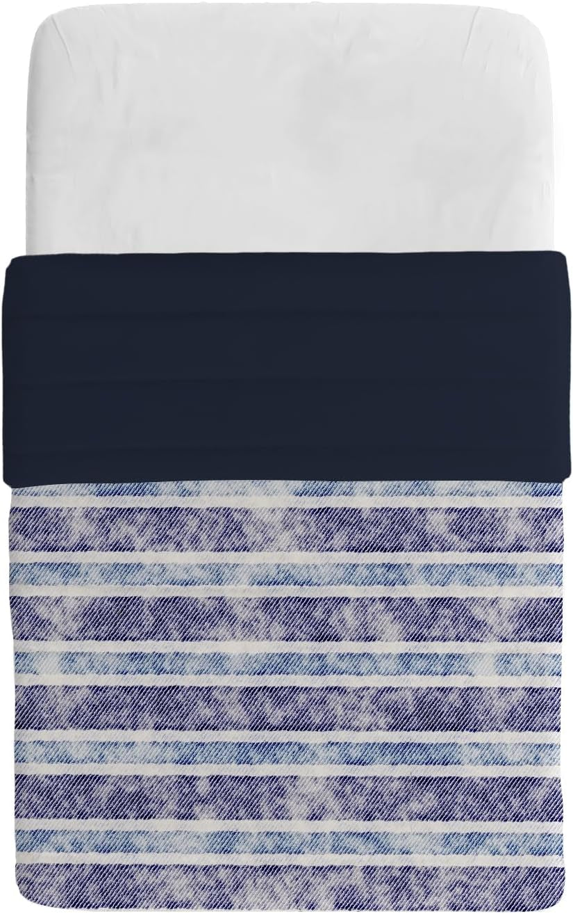 Manta básica de verano, microfibra, rayas jeans, 200X240Cm Edredones y edredones Naty Shop