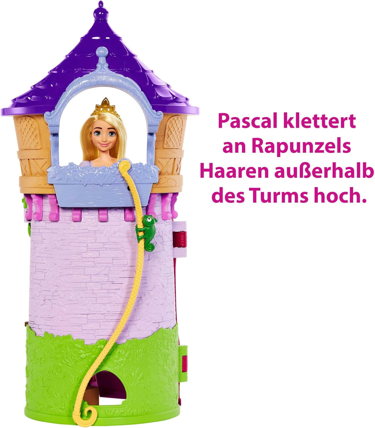 Princesas Disney HMV99 - Muñeca Rapunzel Móvil y Torre de Juegos con Diversión por Todos lados, 6 Zonas de Juego y 15 Accesorios, Inspirada en la Película de Disney, Juguetes para Muñecas 3 Años Naty Shop Dolls