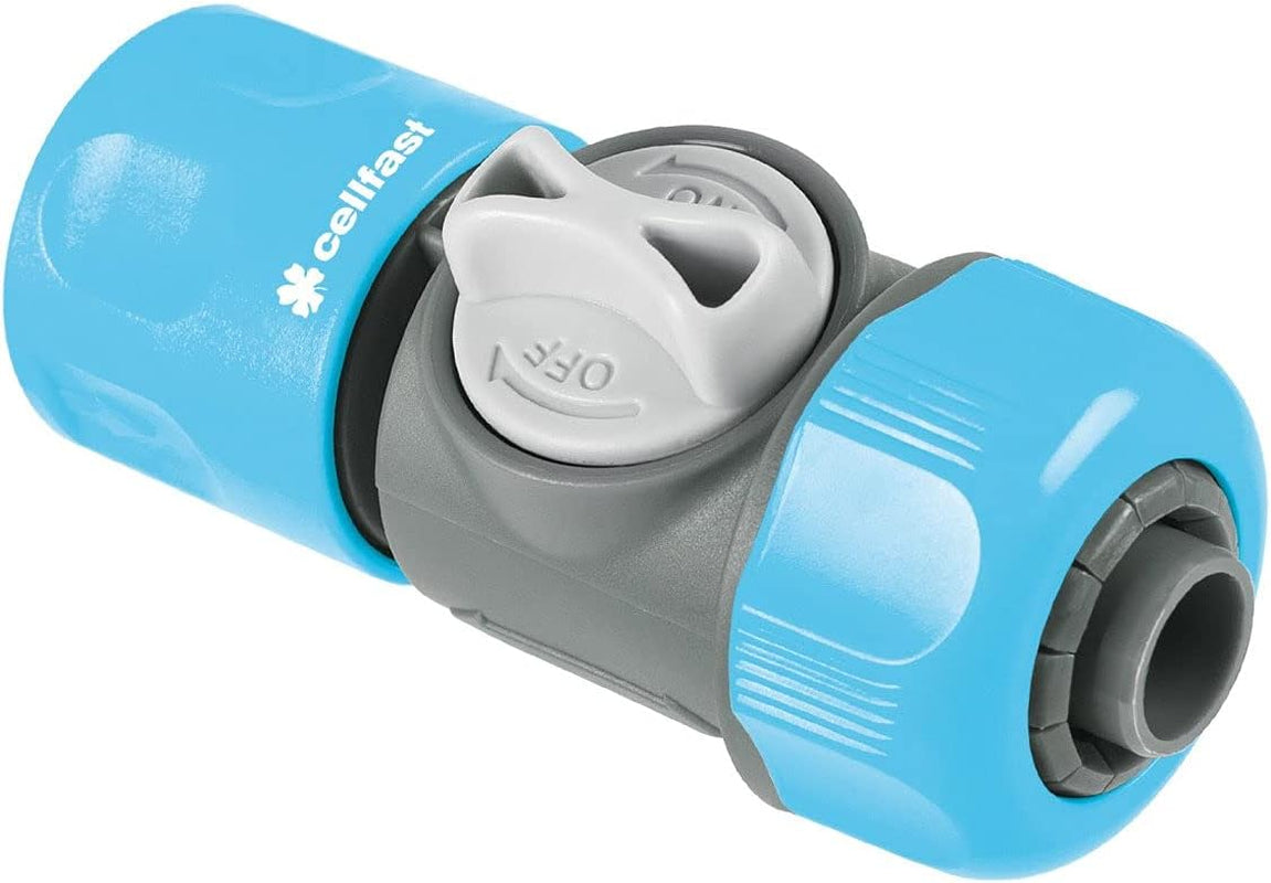 Acoplador rápido Cellfast con válvula CellPRO 3/4", fácil de ajustar, diseño ergonómico, plástico PC/ABS, alta calidad, 52-331, azul