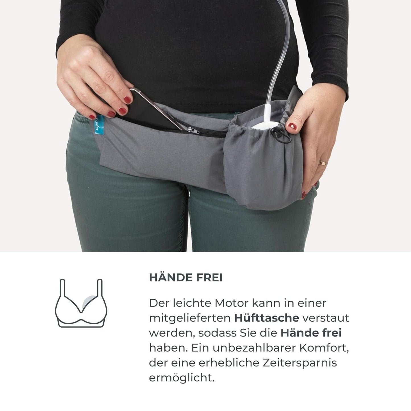 Nuvita Materno Smart Wear 1287W - Sacaleches eléctrico portátil manos libres - Tecnología trifásica, personalizable, portátil, kit de conversión de sacaleches doble disponible Accesorios Alimentación y Lactancia Tienda Bebe Naty