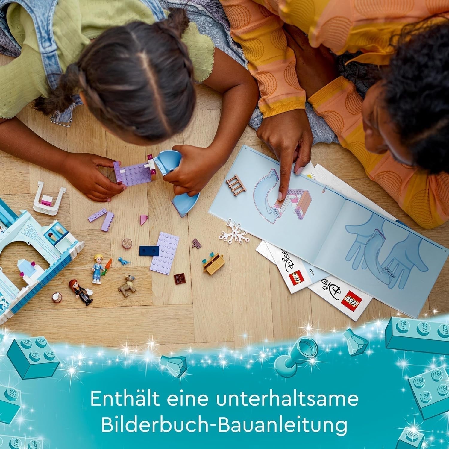 LEGO Disney Frozen Palacio de Hielo de Elsa, Castillo de la Reina de Hielo, muñeca de juguete de la Princesa ELSA y Anna, además de 2 figuras de animales, fantástico regalo para niñas y niños de 4 años 43238 Juegos de construcción Besuche den LEGO-Store