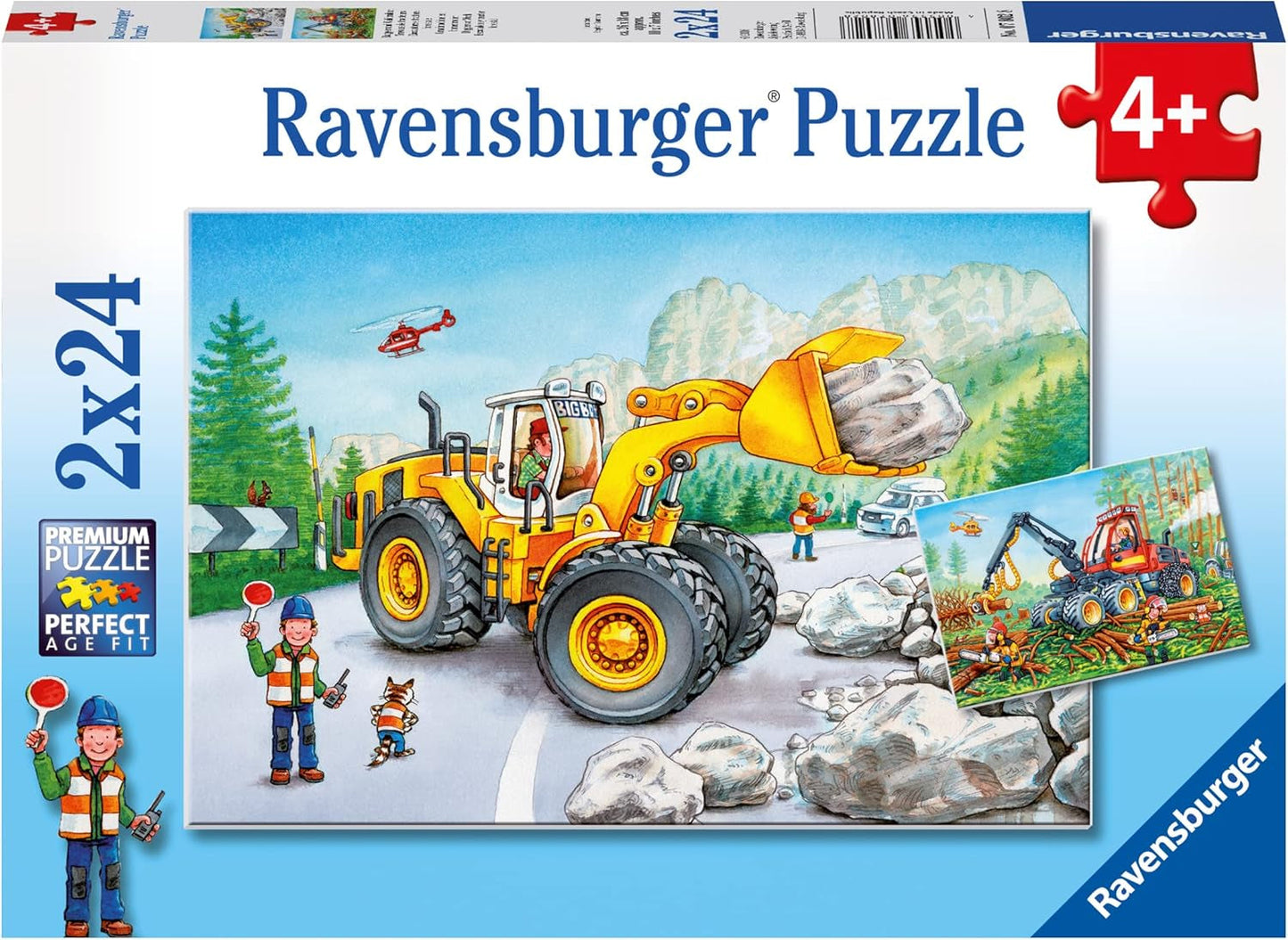 Ravensburger Puzzle para niños - 07802 Excavadora y tractor forestal - Puzzle para niños a partir de 4 años, con 2X24 piezas Puzzle Naty Shop Single