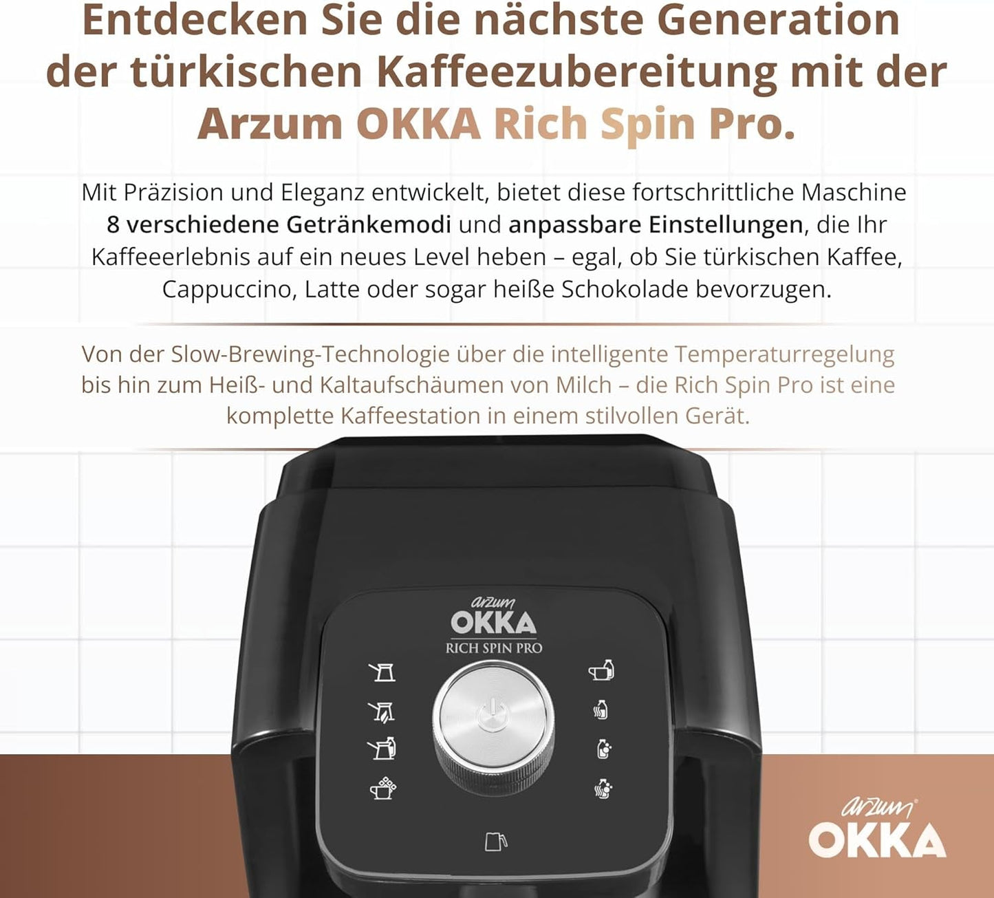 MÁQUINA DE CAFÉ TURCA Arzum OKKA RICH SPIN PRO (cromada)