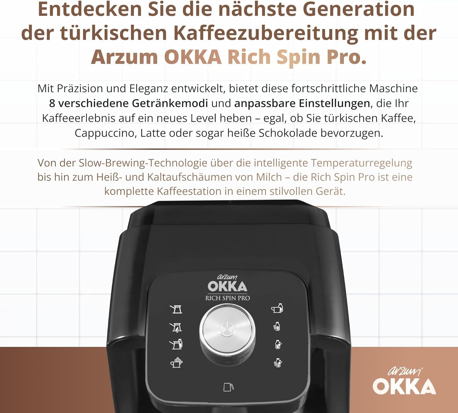MÁQUINA DE CAFÉ TURCA Arzum OKKA RICH SPIN PRO (cromada)