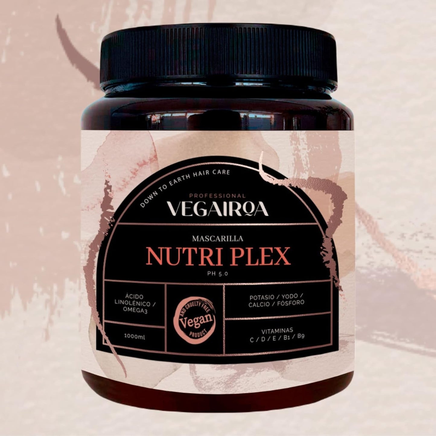 VEGAIROA - Mascarilla Nutri Plex - Cuidados intensivos - Cuidado de hidratación profunda - Efecto protección contra el encrespamiento - Para cabello seco - Producto de peluquería vegano profesional - Mascarilla capilar 1000g Naty Shop