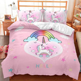 Ropa de cama para niña, Unicornio, 2 fundas de almohada Ropa de cama infantil Naty Shop Unicornio Rosa (modelo 2) 200×200 Cm