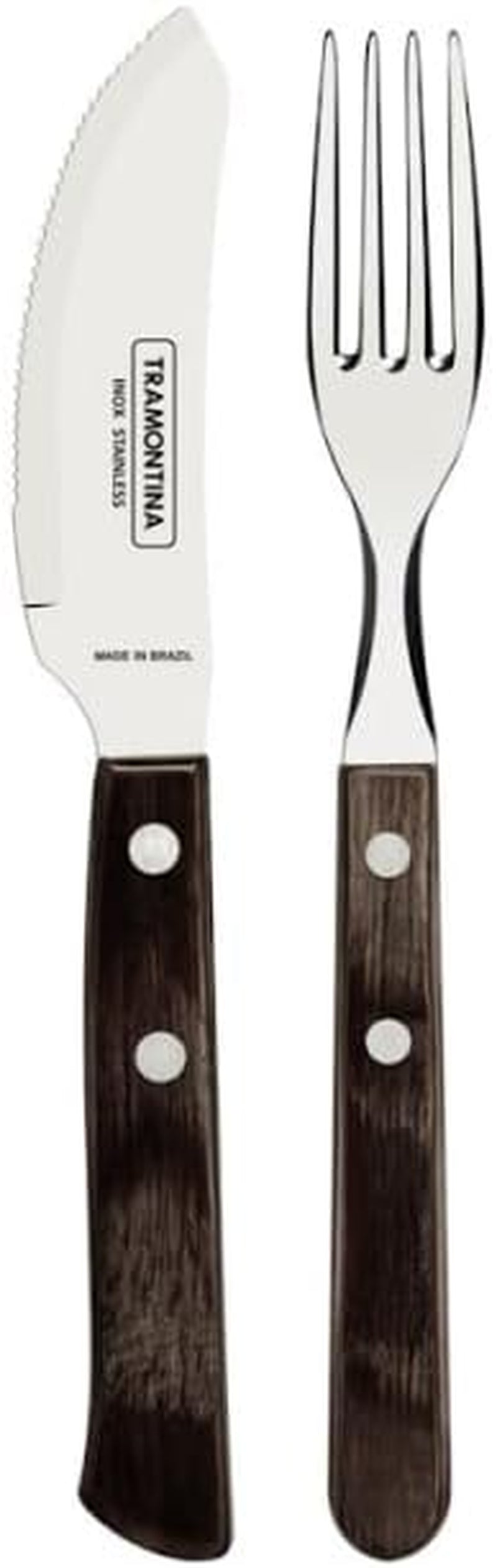 Tramontina PIZZA Besteck, Juego de 8 Piezas, Para 4 Personas, Rostfreier Edelstahl, Fsc-Zertifizierte Holzgriffe, Spülmaschinenfest Kitchen Naty Shop