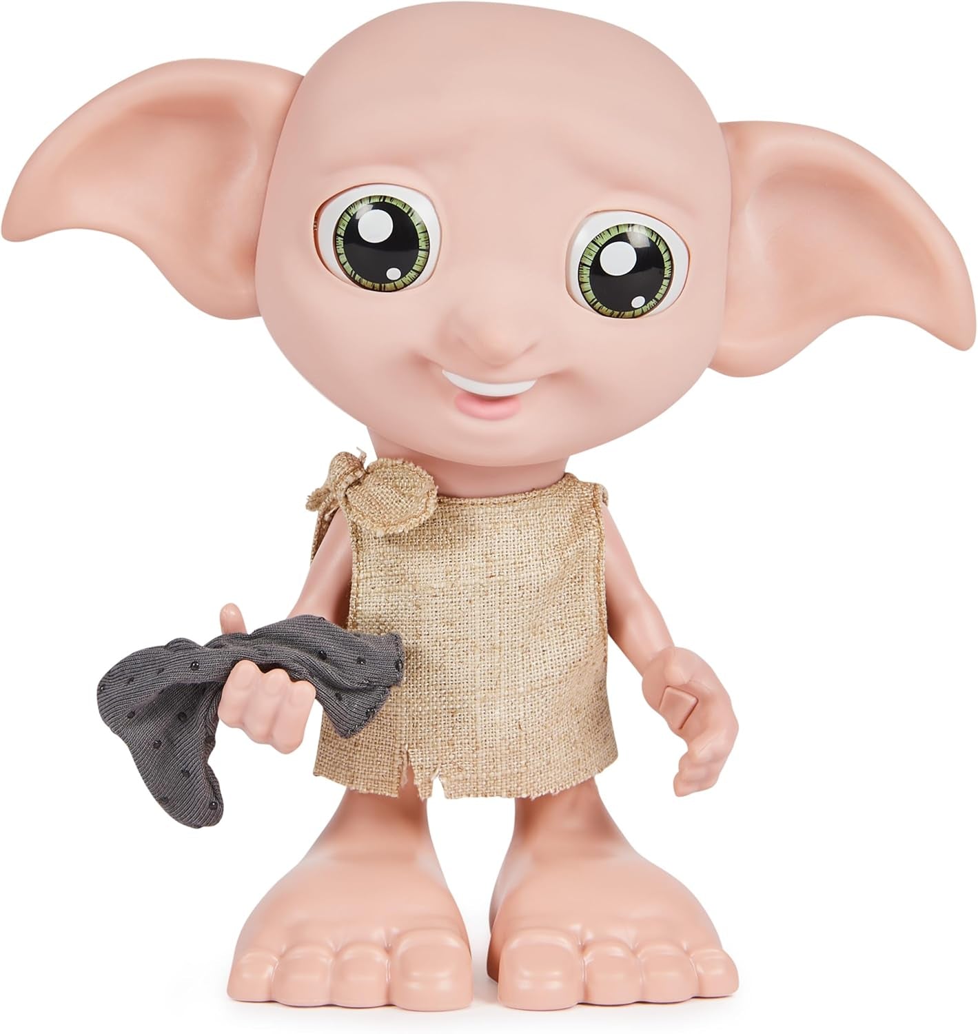 Spin Master 6067280 Wizarding World Harry Potter Magical Interactive Dobby Elf Sock Doll, más de 30 sonidos y frases, 21,6 cm, juguete para niños, negro