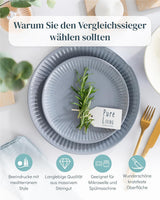 Vajilla de cerámica para 6 personas, Hygge, 24 piezas. GANADOR DE LA PRUEBA Juego de platos y cuencos de gres escandinavo Dreamy, servicio de mesa para 6 juegos de vajilla Pure Living en gris azul