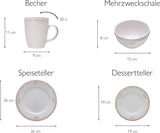CreaTable, 23601, Serie Romantic Vintage, Vajilla de 16 piezas para 4, Servicio combinado de porcelana, Apto para lavavajillas y microondas, Fabricación de calidad