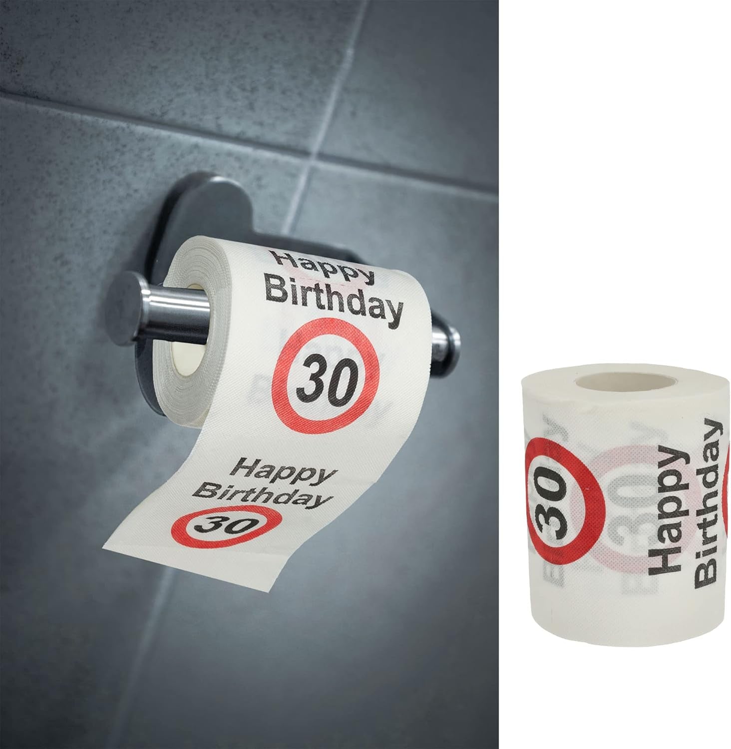 Juego de 4 papeles higiénicos "Feliz 40 cumpleaños" │40 cumpleaños 24 metros 2-telas 180Gr/Qm │ Papel higiénico con motivo de papel higiénico (4 X papel higiénico 40)