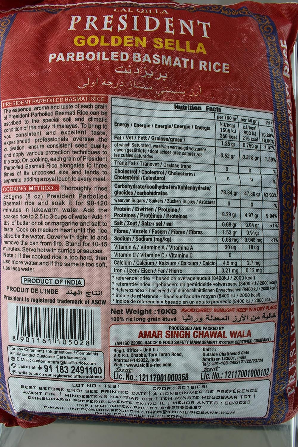 PRESIDENT - Arroz Golden Sella Basmati, paquete de 20 (1 x 20 kg)