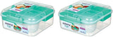 Sistema de fiambrera Bento Box TO GO con compartimentos | Fiambrera de 1,25 L con recipiente para yogur/fruta | para niños y adultos l | Sin BPA Minty Teal [21685-8T], Verde Menta Naty Shop Cajas para Conservar Alimentos Verde Menta 1,25 Litros (Paquete de 2)