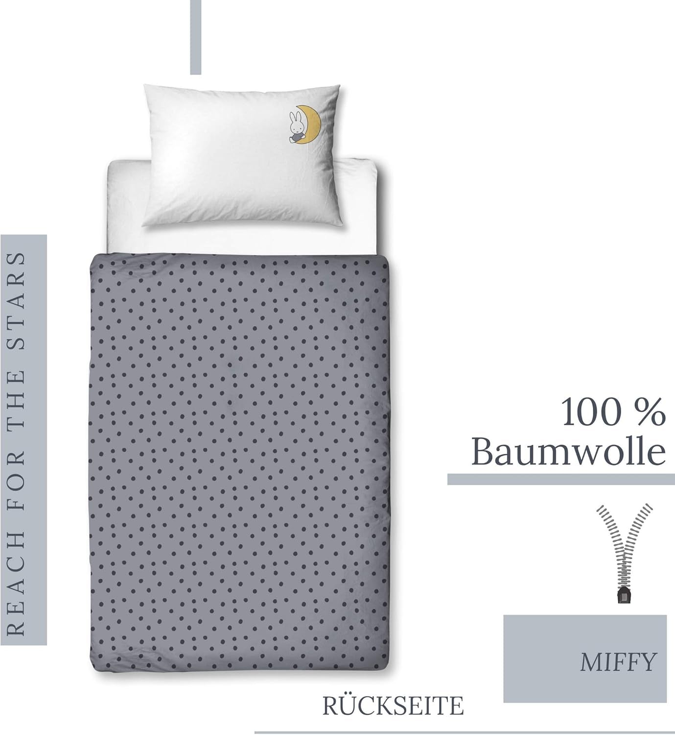 Ropa de cama infantil, conejito y estrellas, algodón Ropa de cama infantil Naty Shop