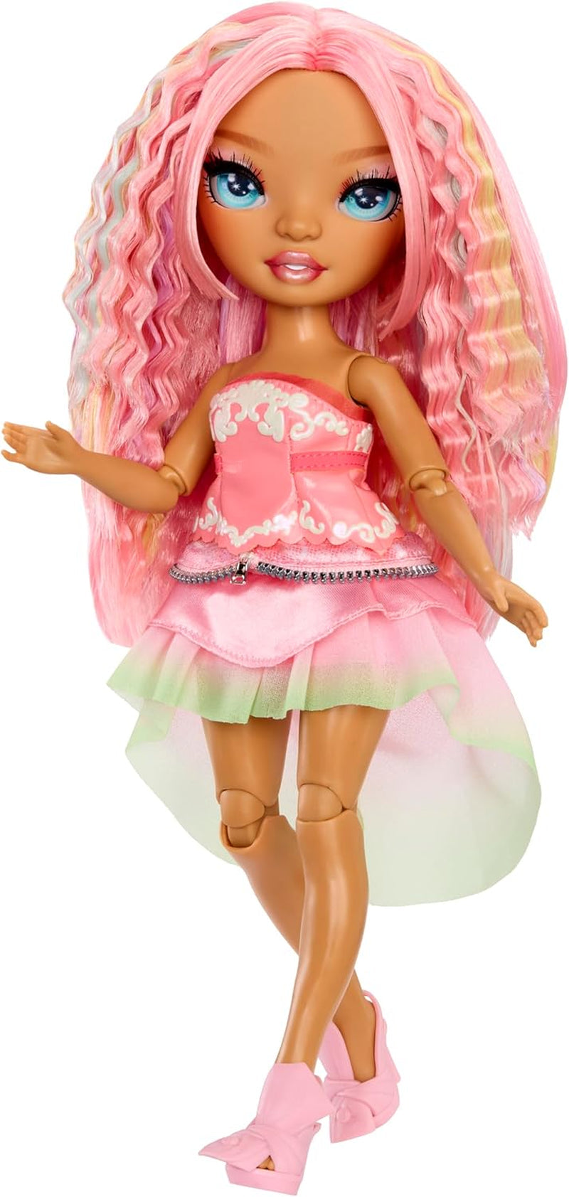 Rainbow High Be Dazzling - Adeline Rose - Muñeca de moda rosa de 28 cm con herramienta de decoración, piedras preciosas brillantes y accesorios de peinado