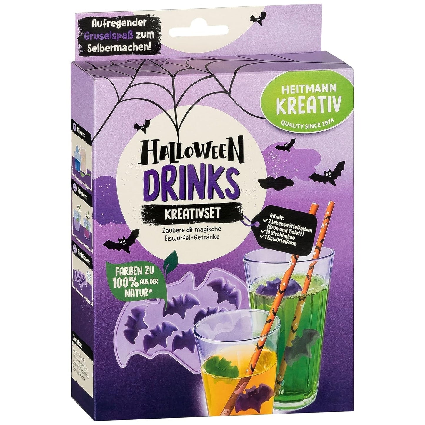 HEITMANN KREATIV - Set Creativo de Chicles de Frutas para Halloween - Tintes en Polvo a Base de Plantas - Rosa - Chicles de Frutas con Forma de Fantasma DIY con Sabor a Frambuesa