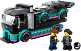 LEGO City Car Transporter con coche de carreras, camión de juguete con rampa de carga ajustable y coche de carreras, juego de construcción con 2 minifiguras, piloto de carreras y conductor de camión, para niños a partir de 6 años 60406 Juegos de construcción Besuche den LEGO-Store