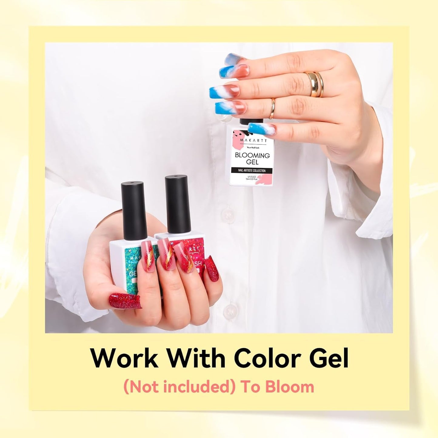 Makartt Esmalte de uñas en gel floreciente - Extensor de esmalte de uñas en gel floreciente de 15 ml con color mármol, pintura en gel, diseños de uñas de manicura DIY, flores, animales, acuarela, kit de manicura mágica