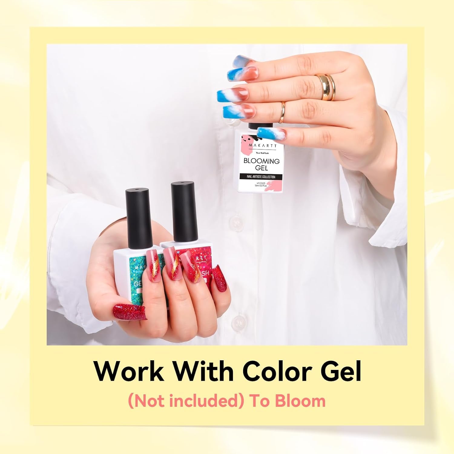 Makartt Esmalte de uñas en gel floreciente - Extensor de esmalte de uñas en gel floreciente de 15 ml con color mármol, pintura en gel, diseños de uñas de manicura DIY, flores, animales, acuarela, kit de manicura mágica