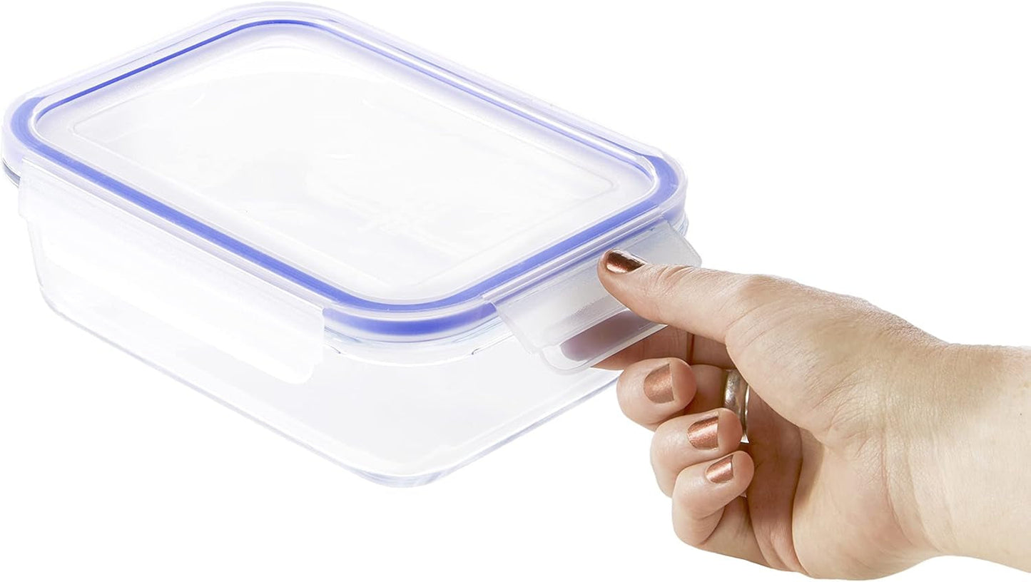 Amazon Basics Recipientes de vidrio para alimentos con tapa, paquete de 20 (10 recipientes + 10 tapas), cajas de almacenamiento de alimentos azul transparente sin BPA Naty Shop