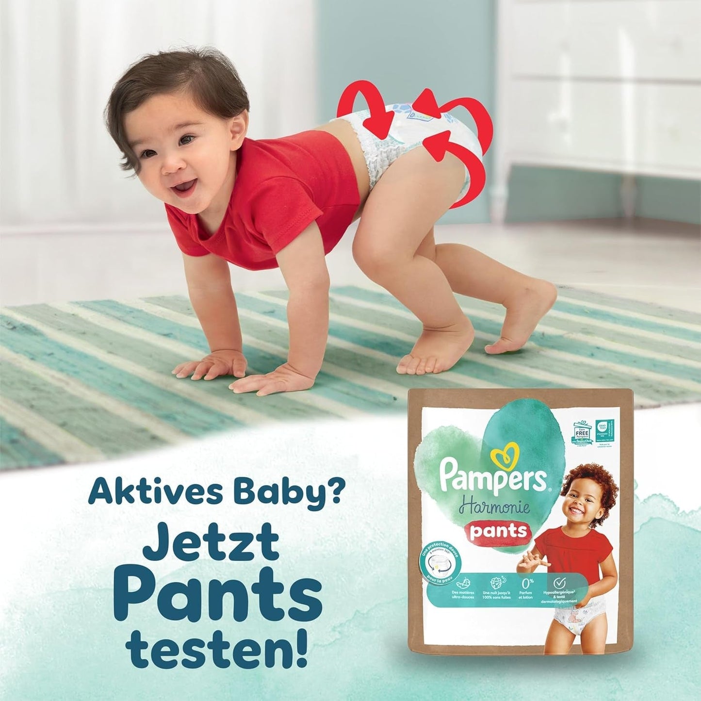 Pañales Pampers Harmony talla 4, 174 pañales, 9 kg-14 kg, protección suave para la piel con 100% protección Pampers