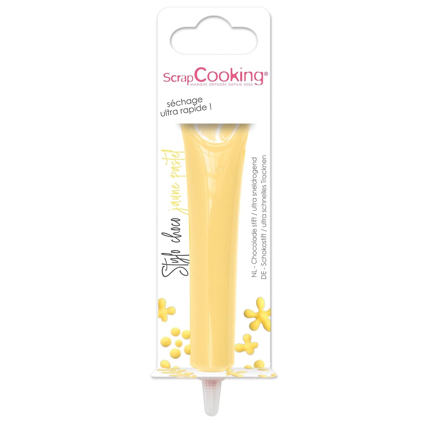 Scrapcooking - Bolígrafo de azúcar amarillo pastel - Azúcar de escritura amarillo 25 g - Bolígrafo de azúcar comestible decorativo - Escritura y dibujo - Etiquetado de fondant, glaseado, pasteles - 6804
