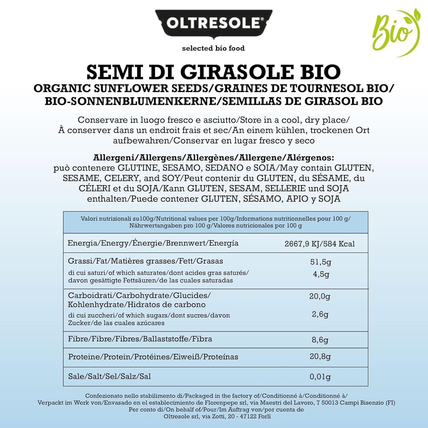 Pipas de Girasol Ecológicas 3kg, pipas de girasol ecológicas crudas, sin cáscara, sin tostar y sin sal, ricas en fibra y nutrientes, ideales como snack y para recetas