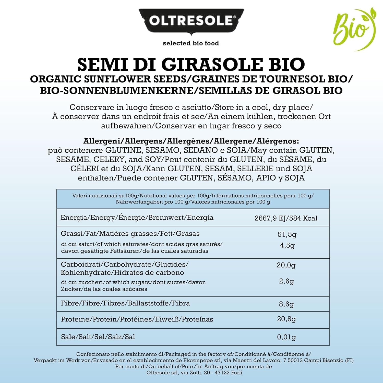 Pipas de Girasol Ecológicas 3kg, pipas de girasol ecológicas crudas, sin cáscara, sin tostar y sin sal, ricas en fibra y nutrientes, ideales como snack y para recetas