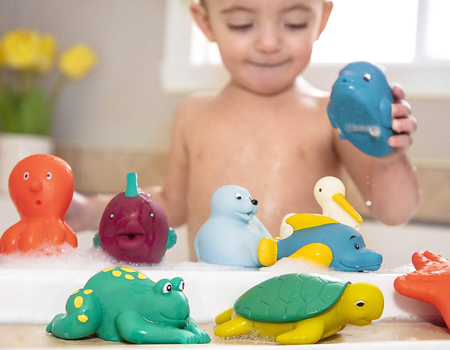 Battat Juguete de Baño 12 Piezas Juguete de Baño Bebé Animales Acuáticos - Compañeros de Baño para Bebé 10 Meses - Juguete de Baño Pato y Más Juguetes Bebe Naty Shop