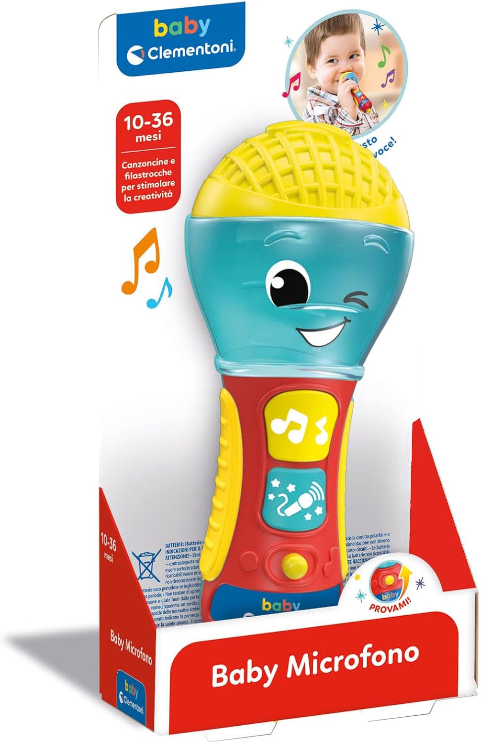 Clementoni - Micrófono Bebé, Juego Música Electrónica Infantil, Juguete 10-36 Meses, Centro de Actividades con Luz y Sonidos, 17931 Juguetes Bebé Naty Shop