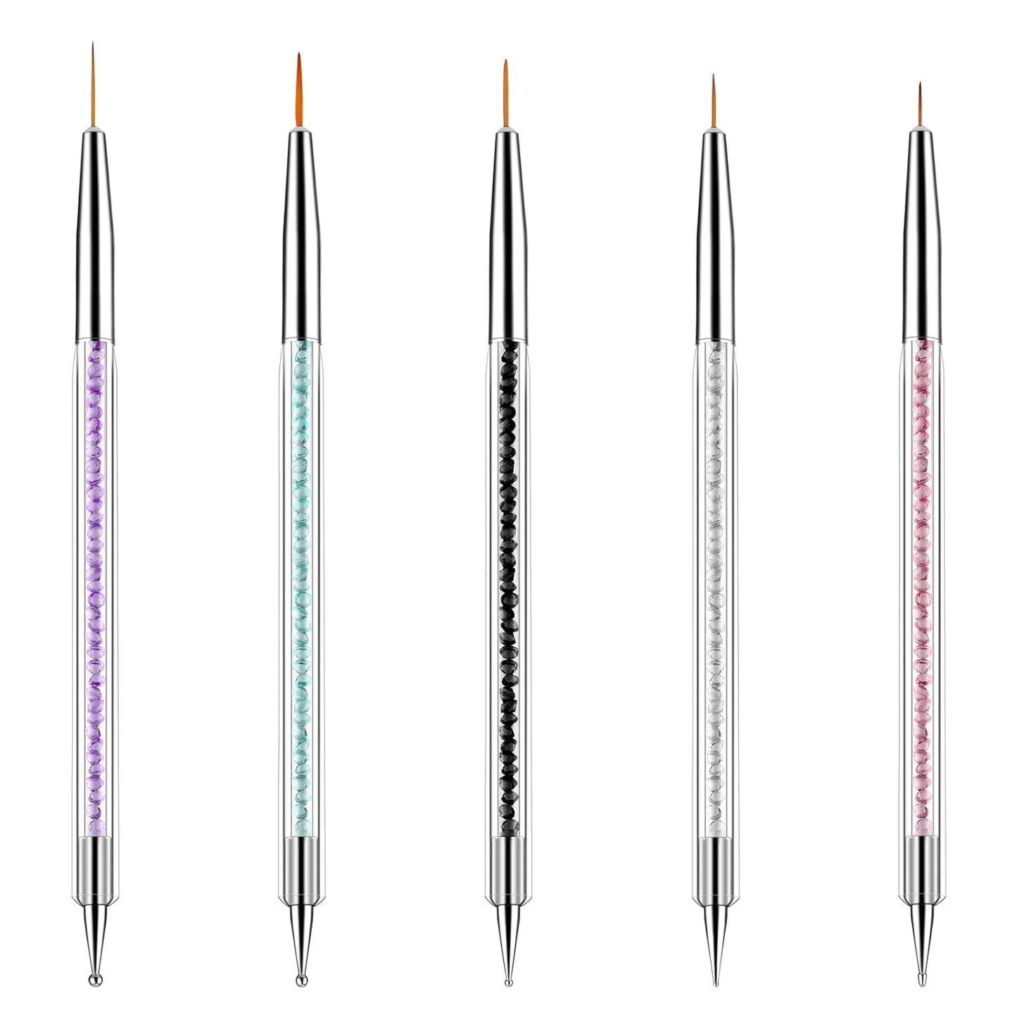 Juego de 5 pinsel para decoración de uñas, herramienta para puntear, Pinsel para Nailart, Nageldesign, bolígrafo para puntear de doble punta, Strass, acrílico profesional, Feinmalerei, diseño de uñas