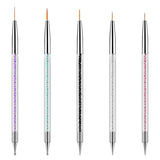 Juego de 5 pinsel para decoración de uñas, herramienta para puntear, Pinsel para Nailart, Nageldesign, bolígrafo para puntear de doble punta, Strass, acrílico profesional, Feinmalerei, diseño de uñas