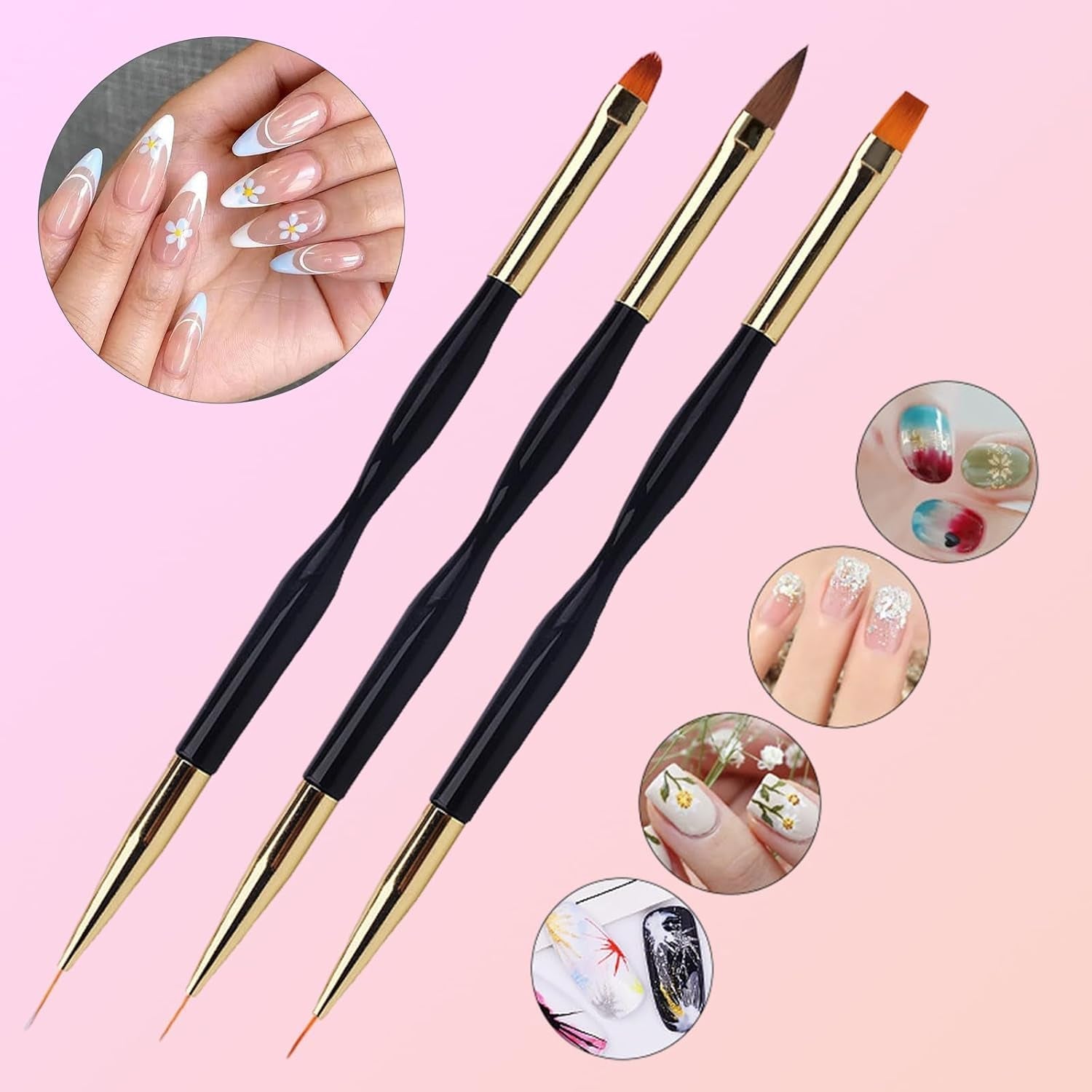 31 Stück Professionelle Nagel Pinsel Set, Nagelpinsel de doble punta, Pinsel para Gelnägel, Pluma acrílica para decoración de uñas, Herramientas de punteado para decoración de uñas, Pincel para uñas para bricolaje Nagelkunst Salon Design