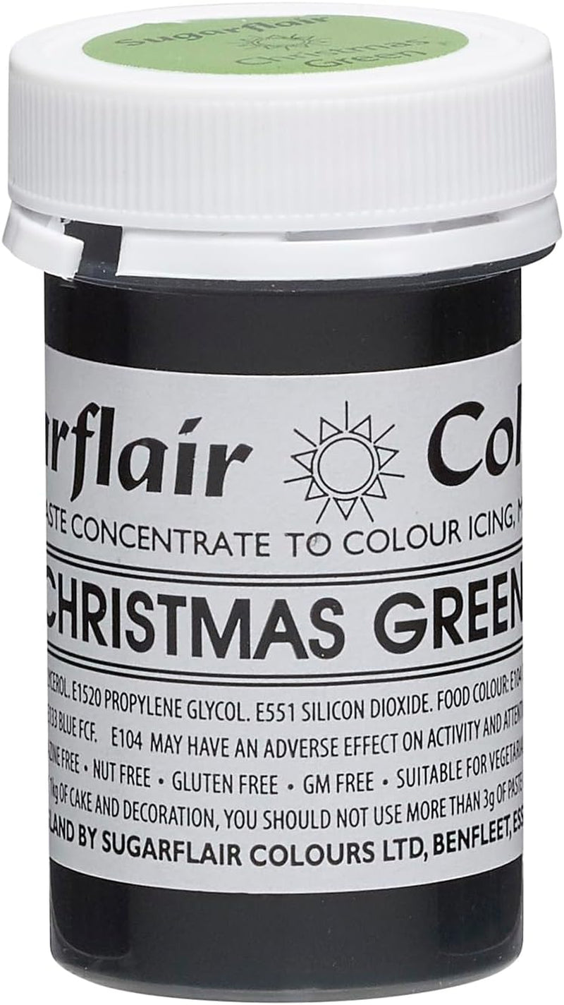 Colorante alimentario para pasta Sugarflair, verde navideño, colorante alimentario para pasta, fondant y mazapán, colores concentrados espectrales - 25 g