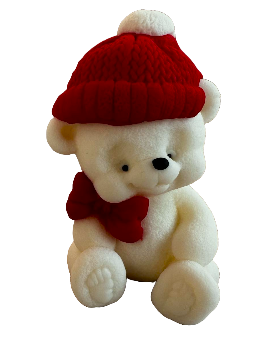 Adornos comestibles de pasta de azúcar, Osito con pajarita y gorro rojo Adornos de pasta de azúcar Naty Shop
