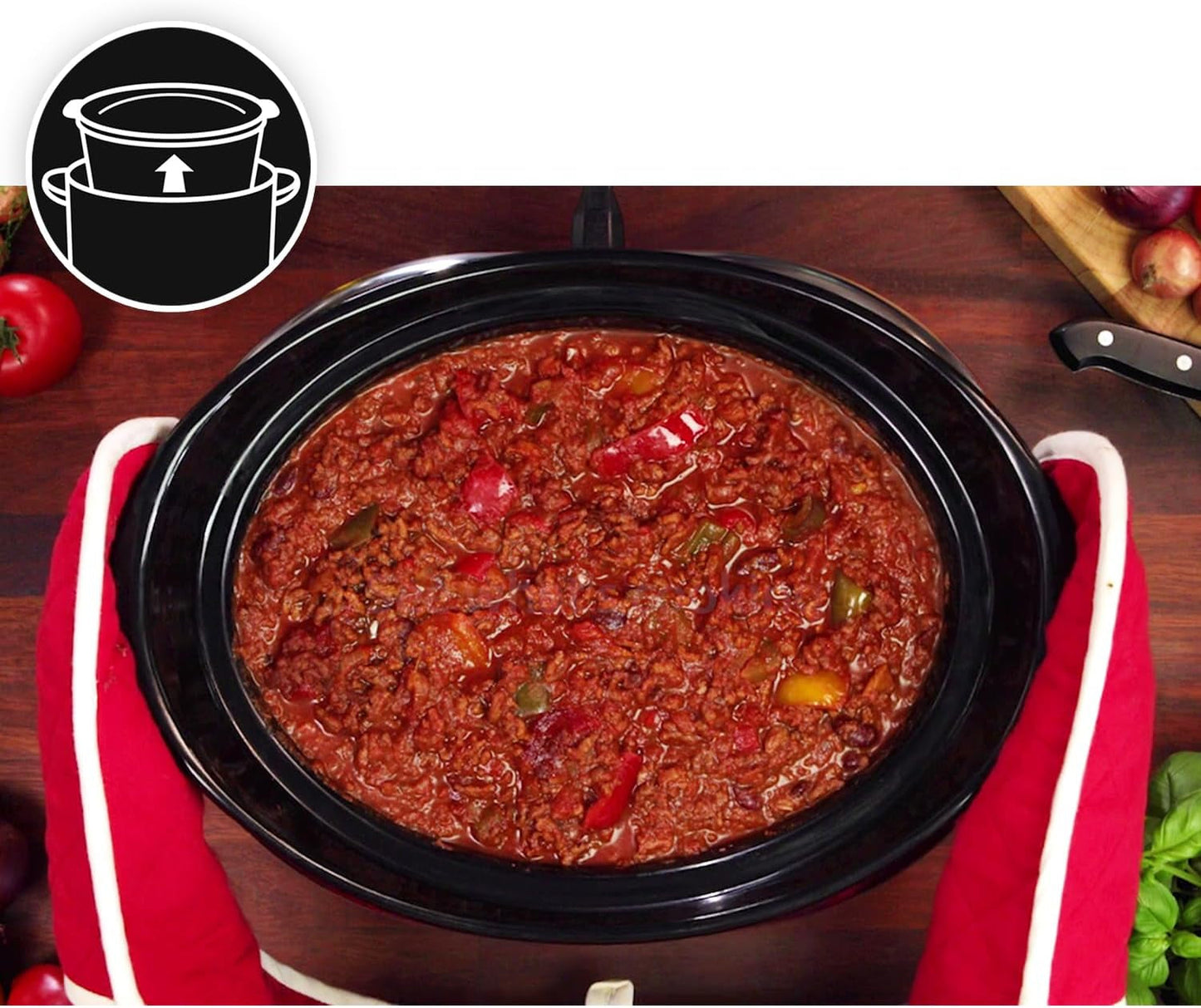 Crockpot, Olla de cocción lenta electrónica, 5,7 L (5-6 personas) Olla de cocción lenta Naty Shop