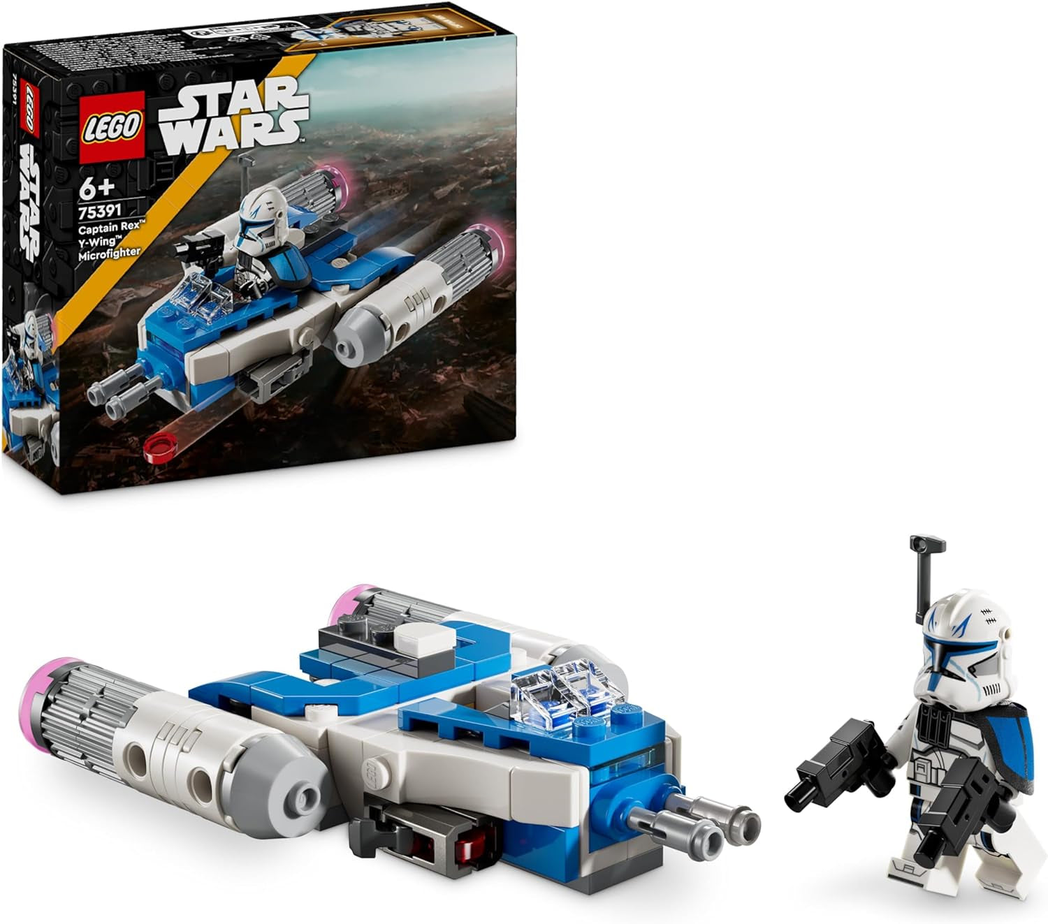 LEGO Star Wars Capitán Rex Microfighter Ala-Y Ladrillos de construcción Nave estelar coleccionable Idea de regalo para niños y niñas a partir de 6 años 75391 Juegos de construcción Besuche den LEGO-Store Default Title