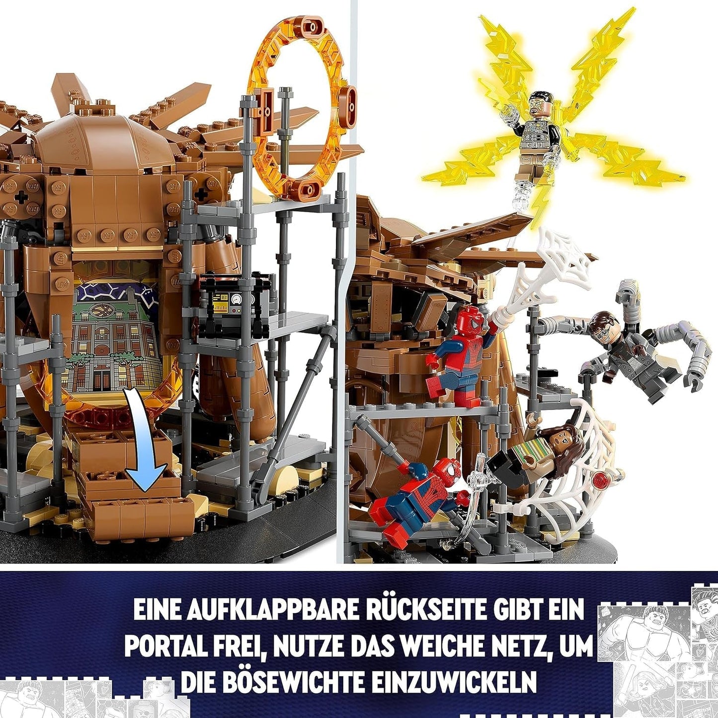 LEGO 76261 Marvel El Gran Enfrentamiento de Spider-Man, Spider-Man: No Way Home, set con 3 minifiguras de Peter Parker más el Duende Verde, Electro, Sandman, Ned, Doctor Strange y MJ, modelo coleccionable Juegos de construcción Besuche den LEGO-Store