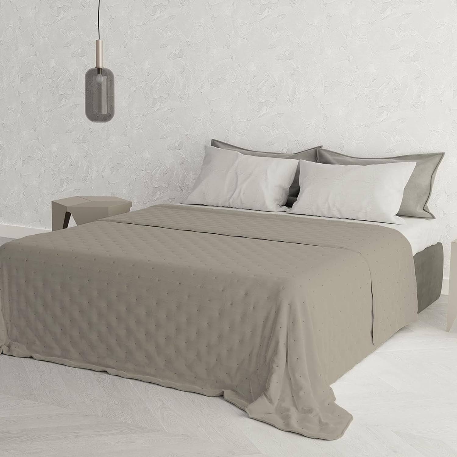Ropa de cama italiana colcha de verano CHIC, microfibra, DOBLE 250X250Cm, marrón Edredones y edredones Naty Shop
