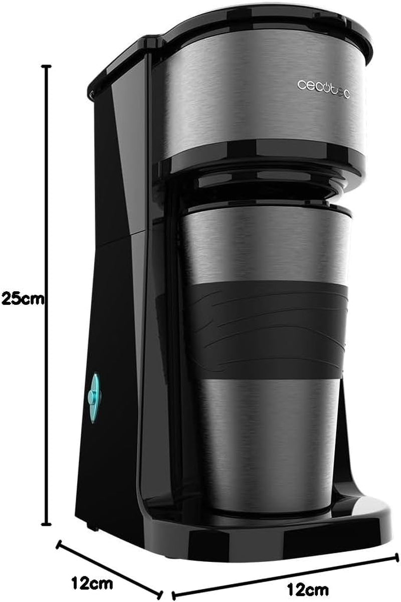 Cecotec Coffee 66 Drop & Go Cafetera espresso con jarra térmica, 700 W, capacidad 420 ml, caño sellado, filtro permanente o de papel, función de apagado automático, recipiente con ventana