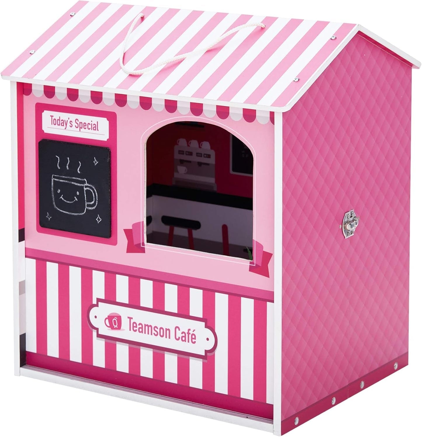 Teamson Kids - Casa de muñecas Dreamland City Café 30cm - Rosa/Blanco/Negro