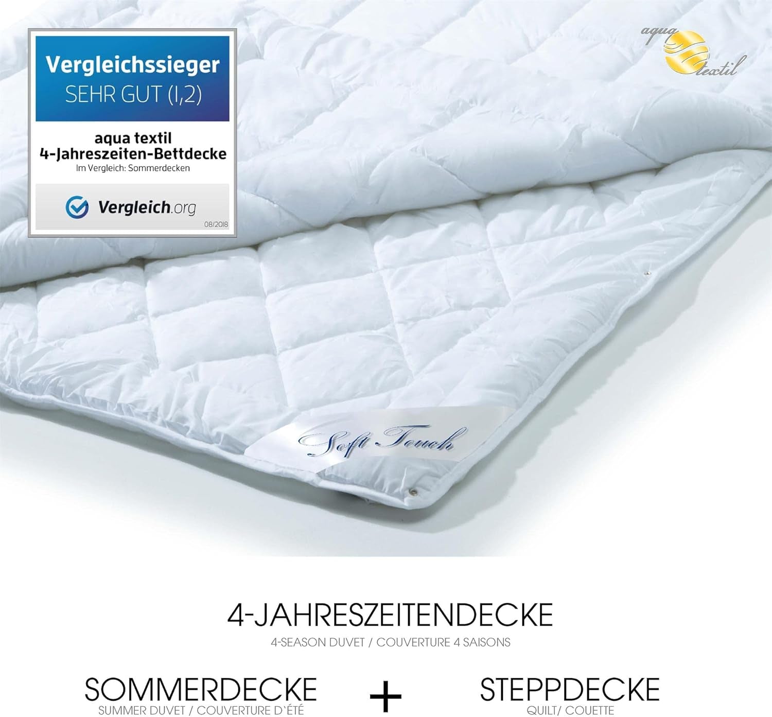 Aqua-Textil Edredón 4 Estaciones 135X200Cm Mantas anudadas Invierno 800G Verano 600G Climatización Oeko-Tex Edredones y edredones Naty Shop