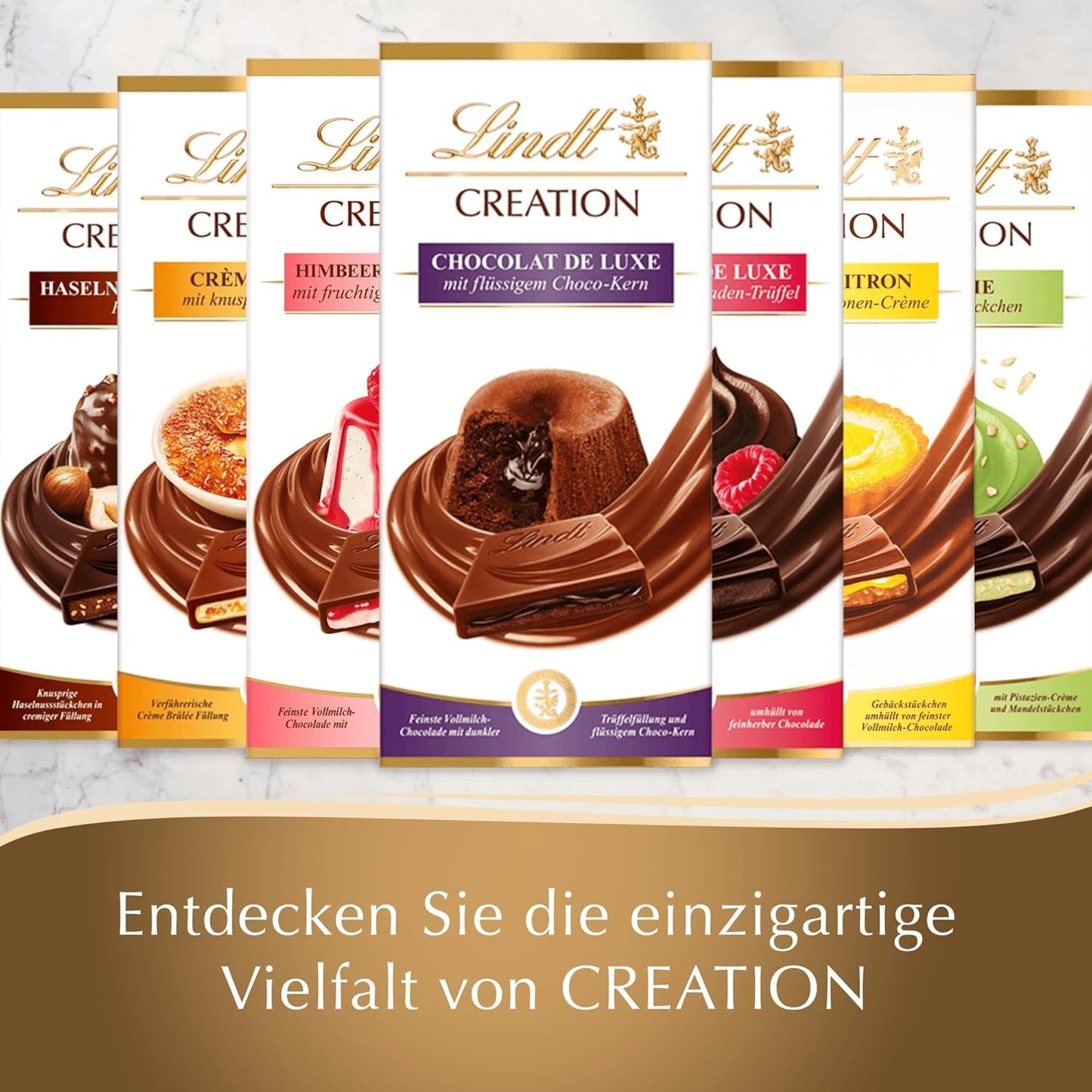 Barra Crème Brûlée Lindt Creación de chocolate | Relleno de crème brûlée con crujiente de caramelo, cubierto con el más fino chocolate con leche | Barra de chocolate | Regalo de chocolate, 150g
