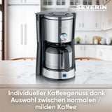 SEVERIN Cafetera espresso "TypeSwitch" con jarra térmica, AromaSwitch para elegir entre 2 perfiles de preparación, cafetera para hasta 10 tazas, 1000W, acero inoxidable cepillado-negro, KA 4845