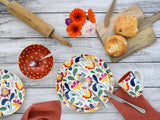 CreaTable, 17407, serie Folklore, juego de vajilla de 16 piezas para 4, servicio combinado de porcelana, apto para lavavajillas y microondas, fabricación de calidad