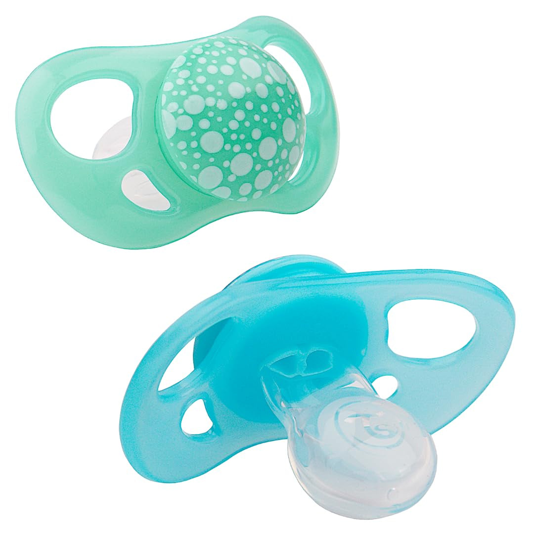 Chupetes para bebé Twistshake - Paquete de 2 | Forma de ortodoncia | Ultraligero | Tetina de silicona suave | Sin BPA | Apto para bebés a partir de 6 meses | azul verde