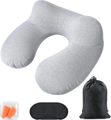 Almohada Inflable para el Cuello de Viaje, Almohada para el Cuello Inflable compacta y rápida con Funda de Almohada Lavable para Viajes en automóvil, avión, Tren, Oficina, Familia