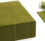 Papstar, 50 servilletas "ROYAL Collection" pliegue 1/4 40 Cm X 40 Cm verde oliva "Adornos", #81746